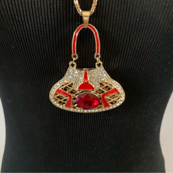 Betsey Johnson Gold Necklace with Red Pendant - Picture 2 of 5